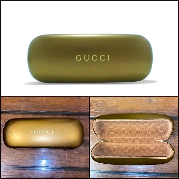 Gucci Bronze Velvet GG Monogram Eye Glasses Sunglasses Clamshell Carrying Case - Picture 1 of 8